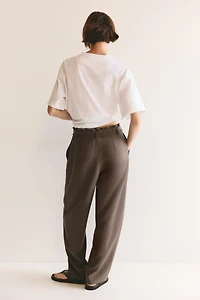Tie-Belt Barrel-Leg Pants