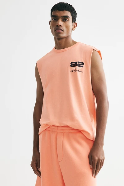 Loose-Fit Printed Sleeveless T-Shirt