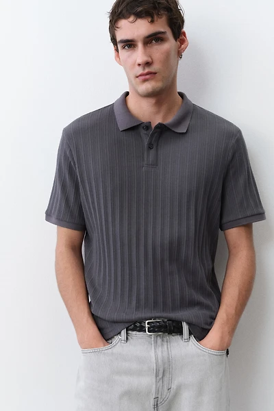 Slim-Fit Textured Jersey Polo Shirt