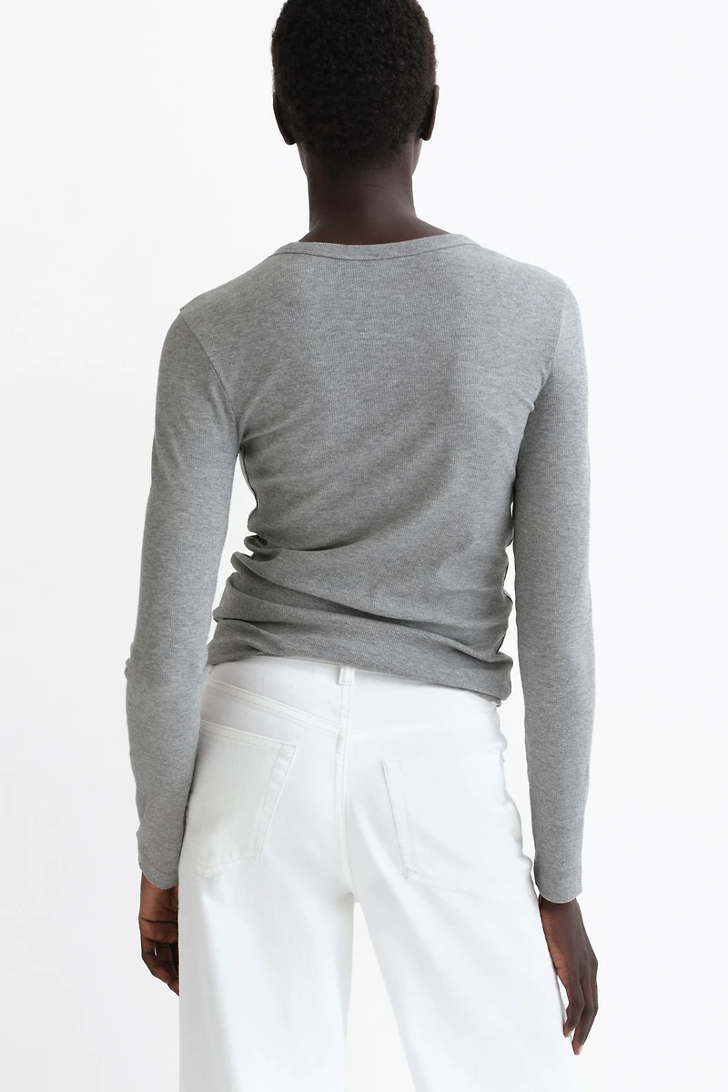 Haut côtelé en coton mélangé