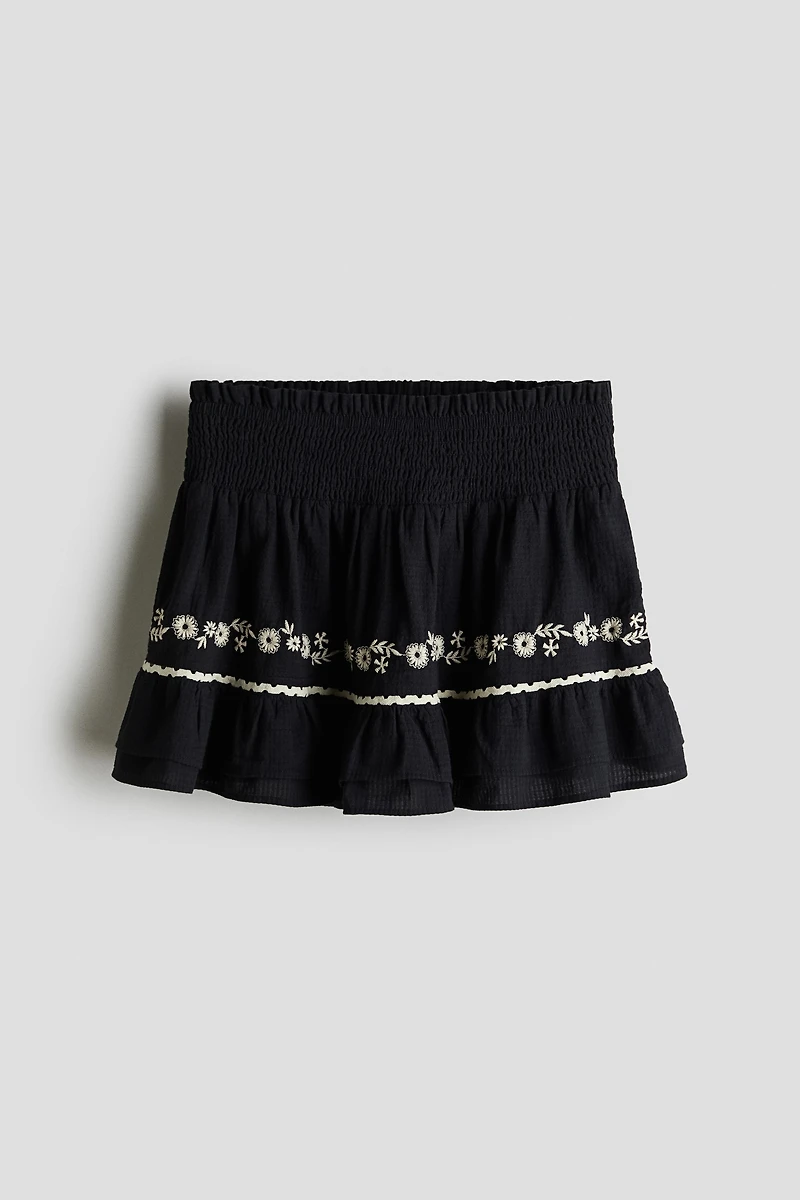 Embroidered-Detail Cotton Skirt