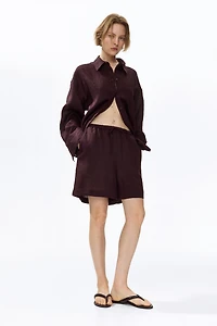 Linen-Blend Drawstring Shorts