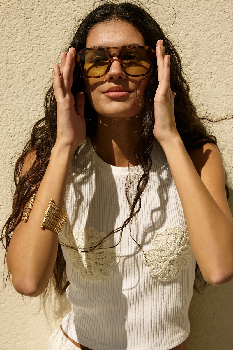 Appliquéd Cropped Tank Top