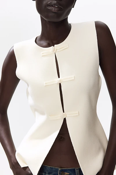 Sleeveless Button-Front Top