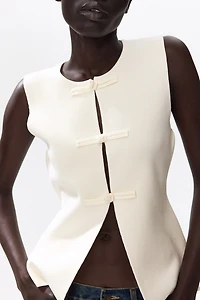 Sleeveless Button-Front Top