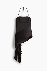Asymmetric Satin Halterneck Top