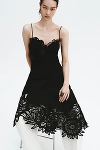 Lace-Detail Linen-Blend Dress