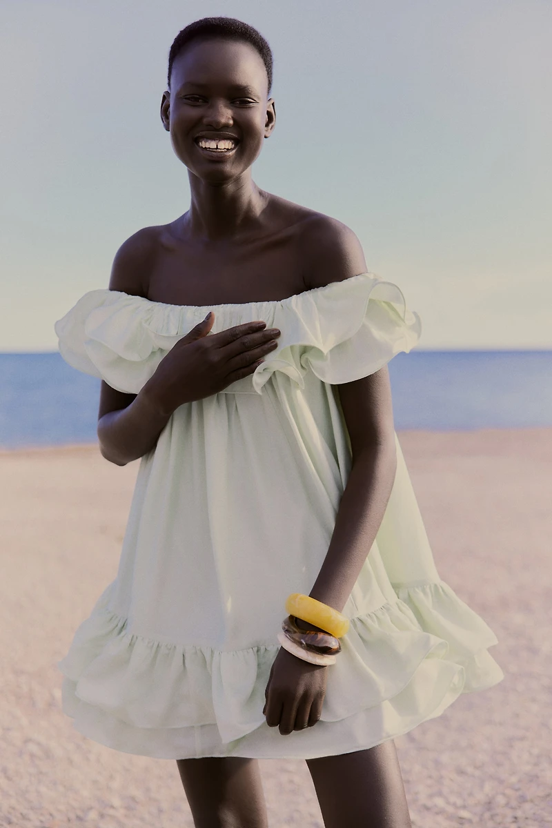 Ruffled Off-the-Shoulder Dress