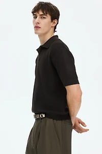 Regular-Fit Cable-Knit Polo Shirt