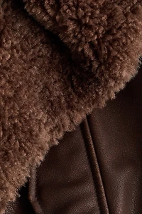 Biker Jacket with Teddy Fleece Collar