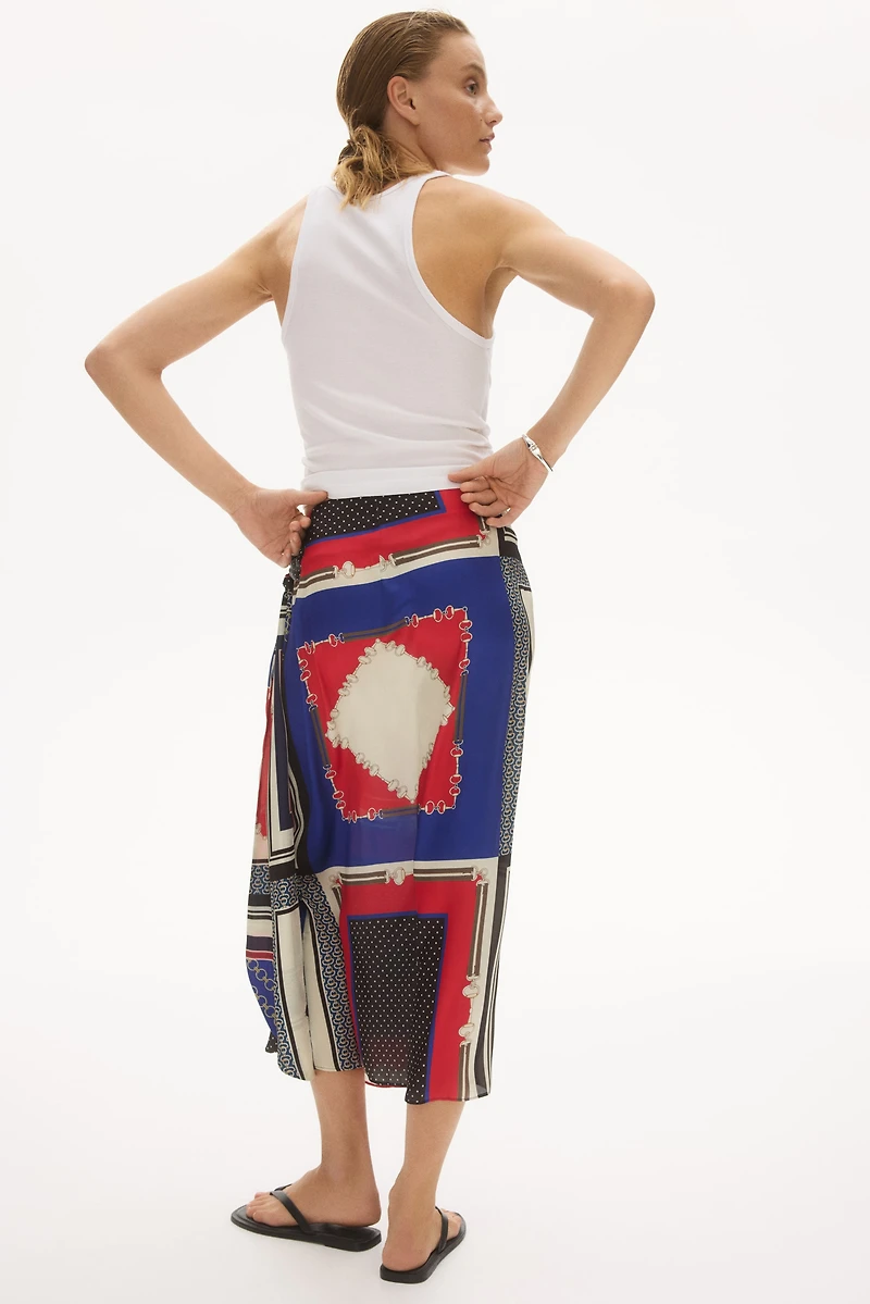 Tie-detail satin skirt