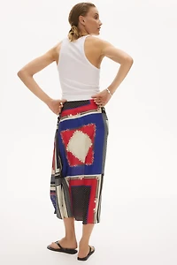 Tie-detail satin skirt