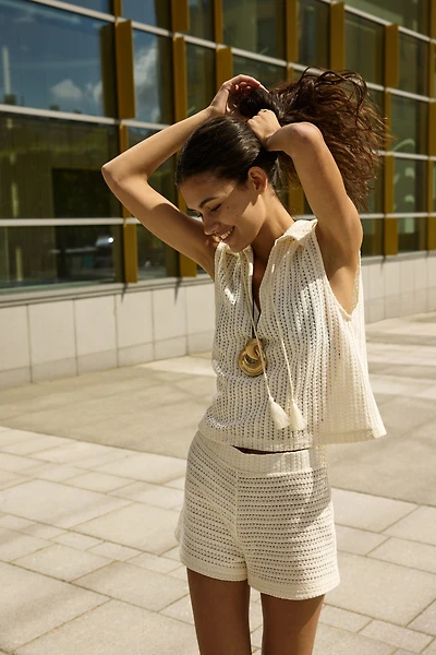 Pointelle-knit top