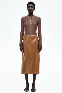 Sheer Rib-Knit Top