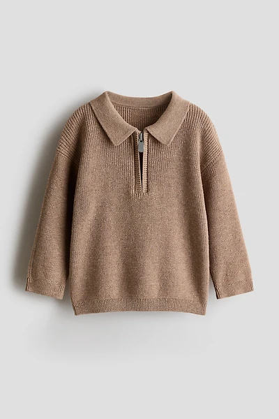Chandail d’aspect polo en tricot de coton