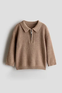 Chandail d’aspect polo en tricot de coton