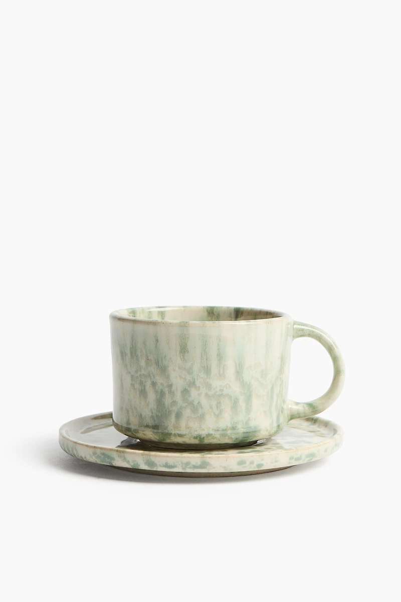 Reactive-Glaze Mug and Saucer
