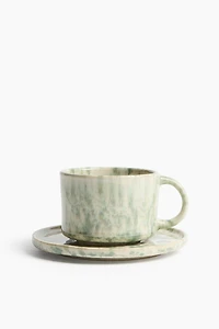 Reactive-Glaze Mug and Saucer