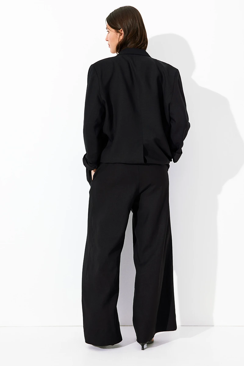 Wide-Leg Linen-Blend Pants