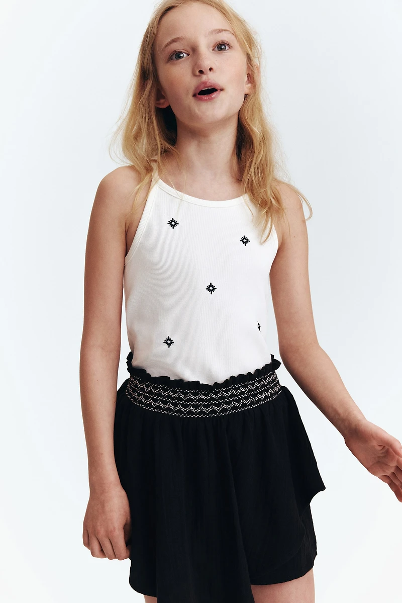 Smock-Detail Muslin Skort