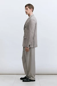 Veste croisée décontractée en lin mélangé
