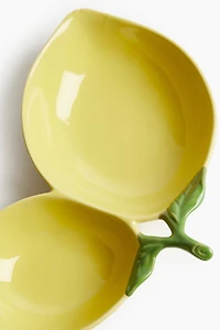 Lemon-Shaped Stoneware Serving Bowl