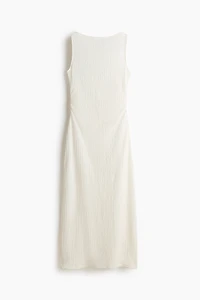 Crinkled Boat-Neck Dress