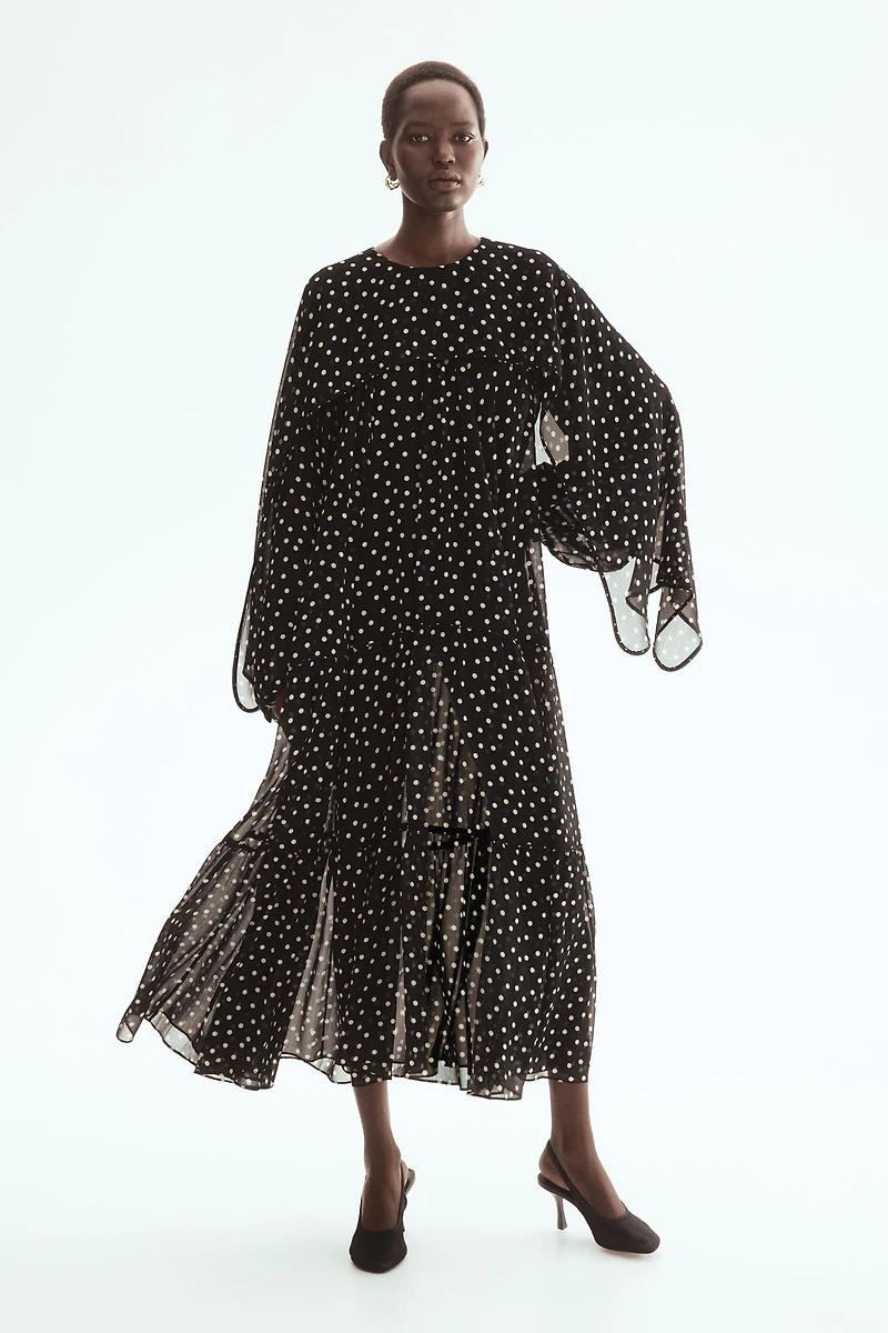Tiered Cape-Detail Dress