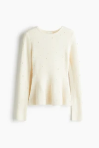 Bead-Embellished Peplum Top