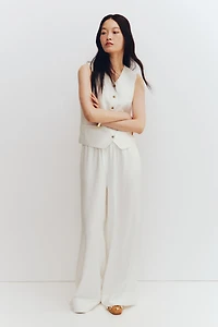 Wide-Leg Linen-Blend Pants