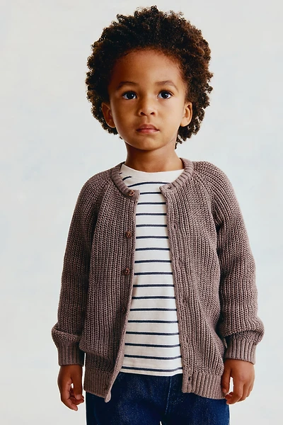 Patent-Knit Cotton Cardigan