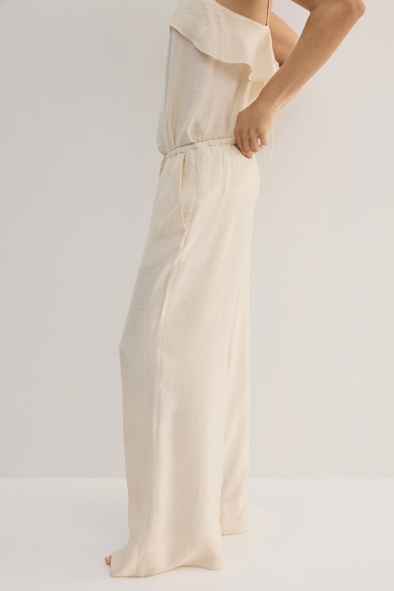 Pantalon à cordon en viscose mélangée
