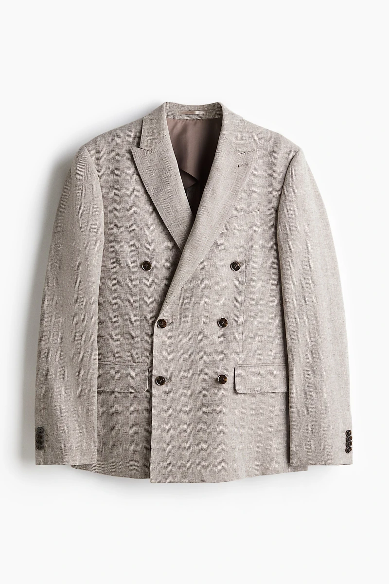 Veste croisée décontractée en lin mélangé
