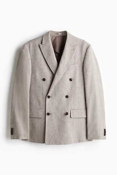 Veste croisée décontractée en lin mélangé