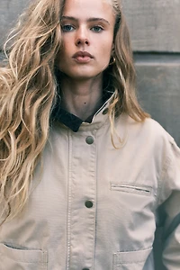 Veste en toile avec col velours côtelé