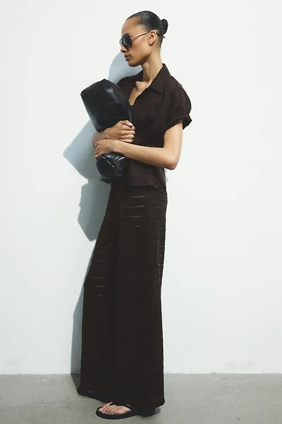 Wide-Leg Textured-Knit Pants
