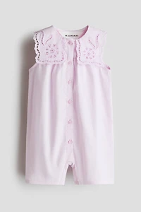Cotton Romper Suit with Sailor Collar