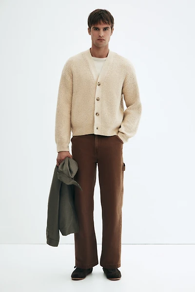 Loose-Fit Rib-Knit Cardigan