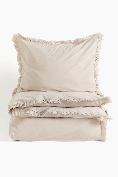 Ruffle-trimmed Twin Duvet Cover Set