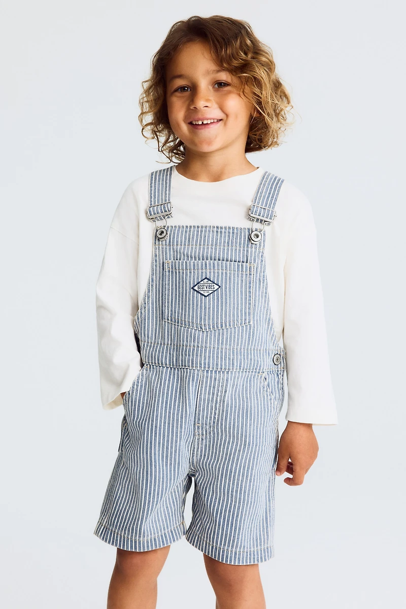 Cotton Denim Overall Shorts