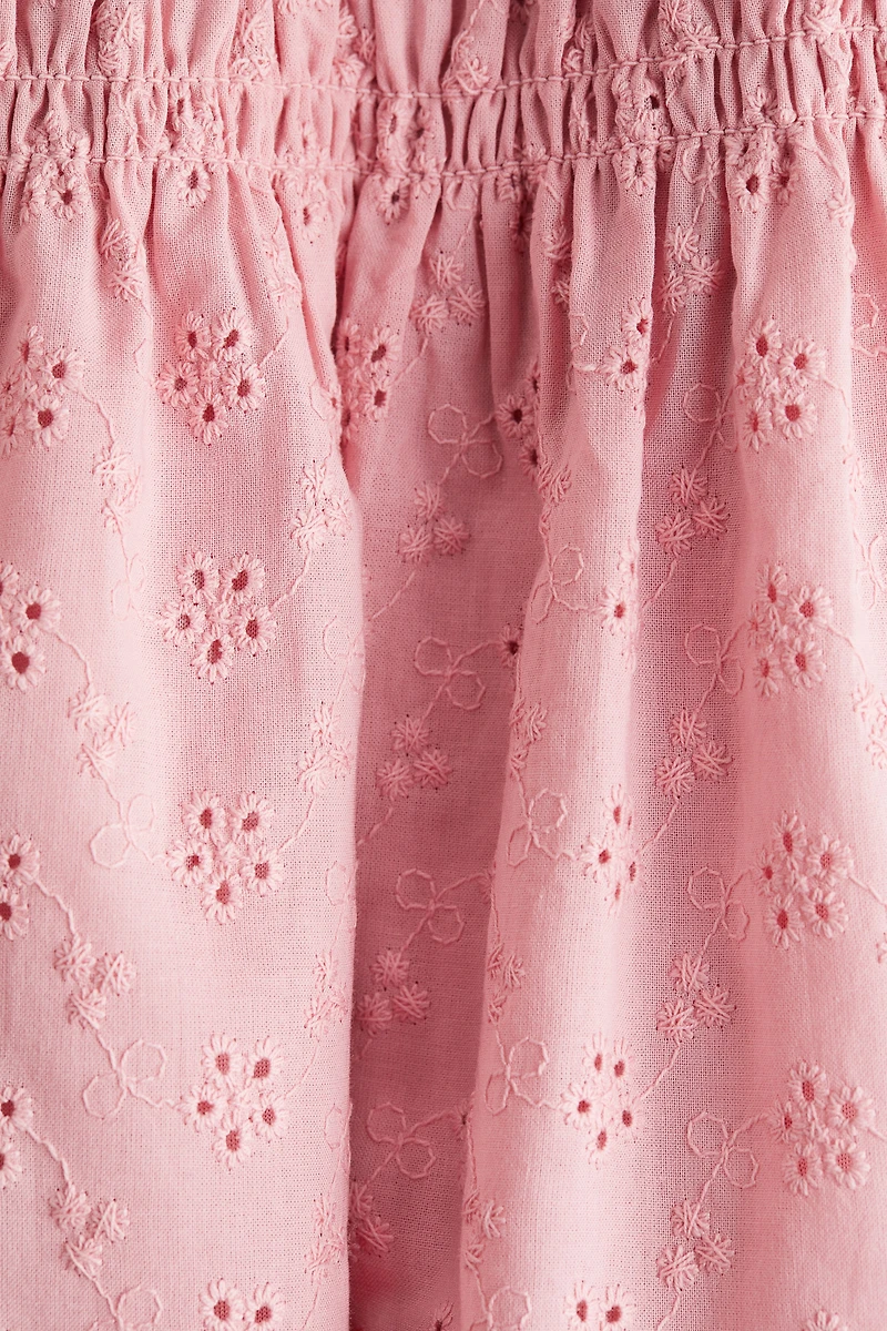 Smocked Dress with Eyelet Embroidery