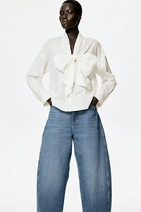 Tie-Front Poplin Shirt