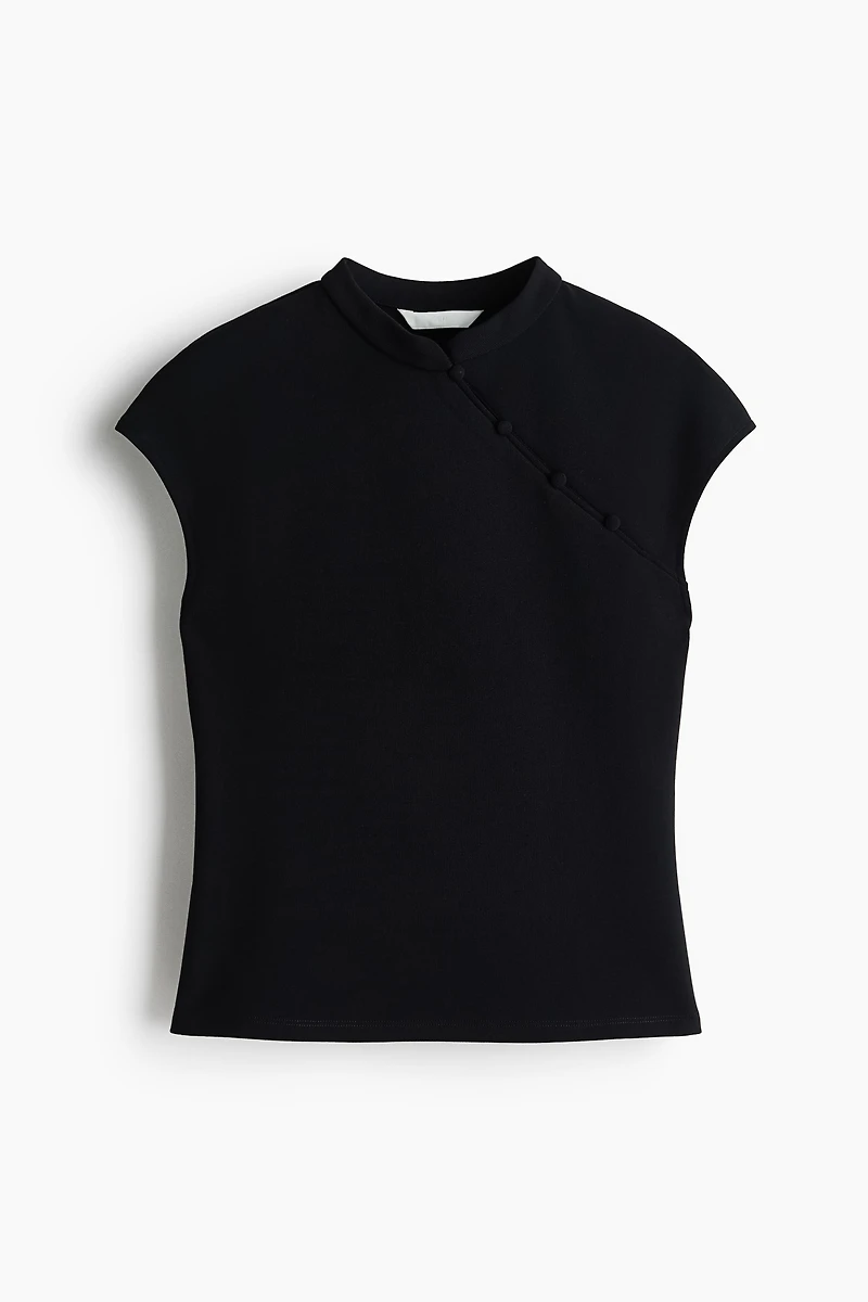 Cap-Sleeved Top with Button Detail