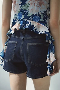 High-Waist Denim Skort
