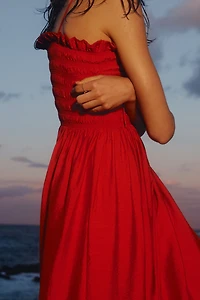 Smocked-Bodice Tie-Strap Dress