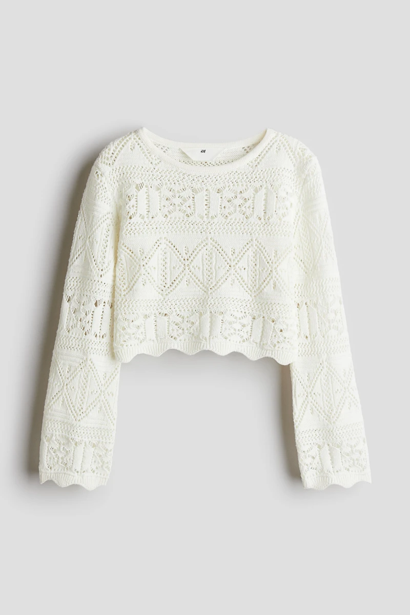 Haut court en tricot pointelle
