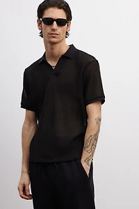 Regular-Fit Hole-Knit Polo Shirt