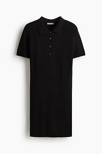 Rib-Knit Dress with Collar