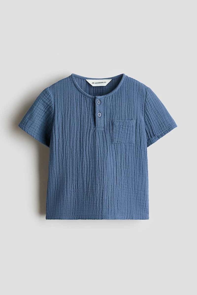 Cotton Muslin Henley Shirt