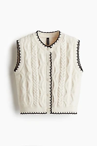 Button-Front Cable-Knit Sweater Vest